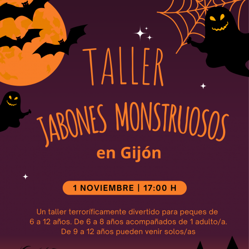 Taller infantil de jabones monstruosos en Gijón, Halloween.