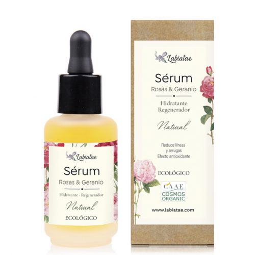 Sérum natural ecológico de rosas y geranio.