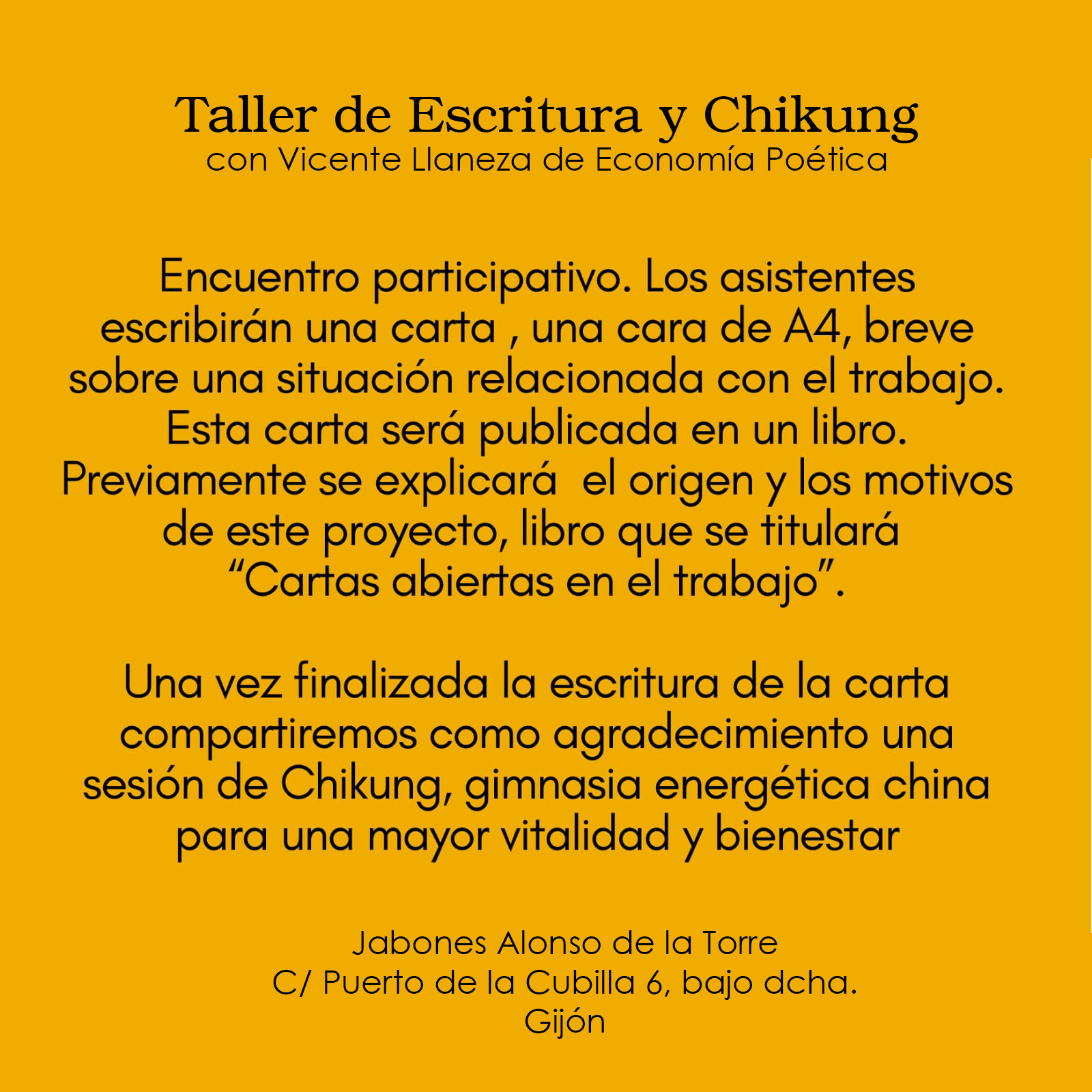 Taller de escritura y Chikung en Gijón.